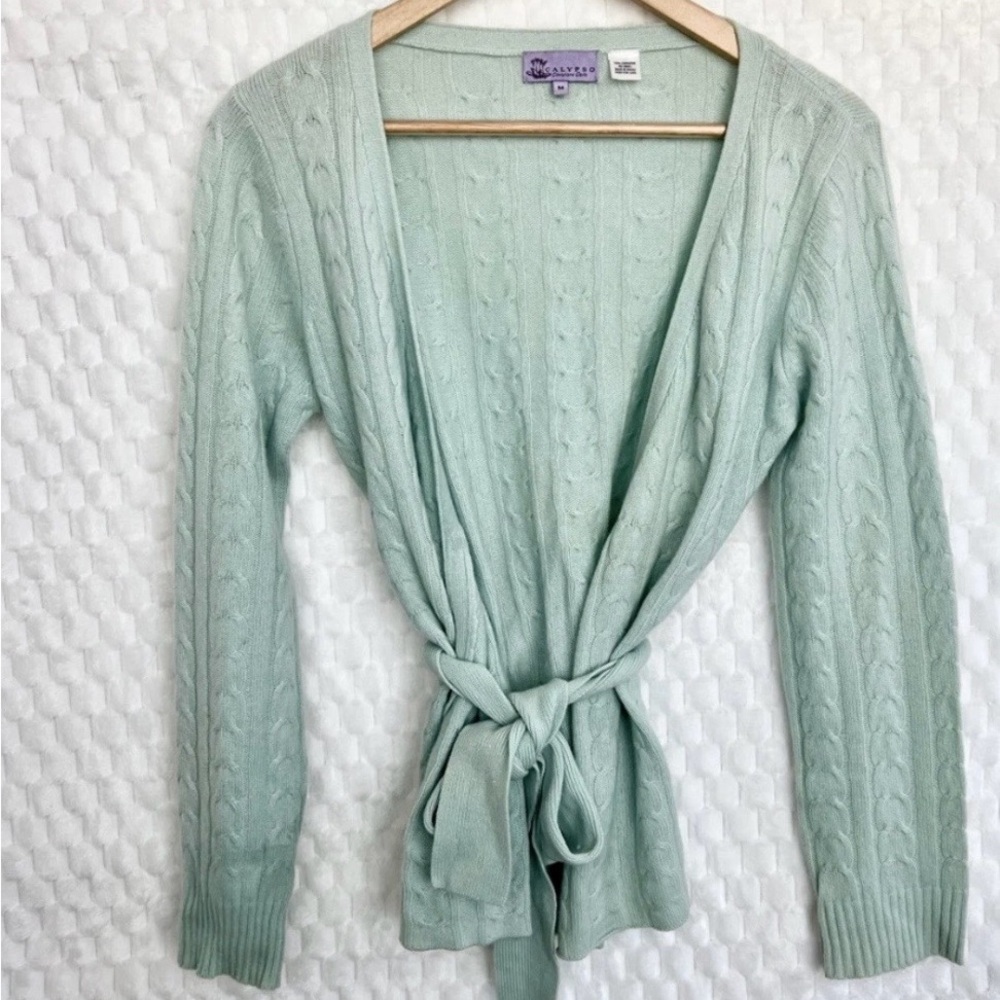 Calypso St. Barth Mint Green Tie-Front Cardigan